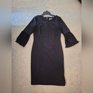 Calvin Klein Black Sheath Dress with Bell Sleeves